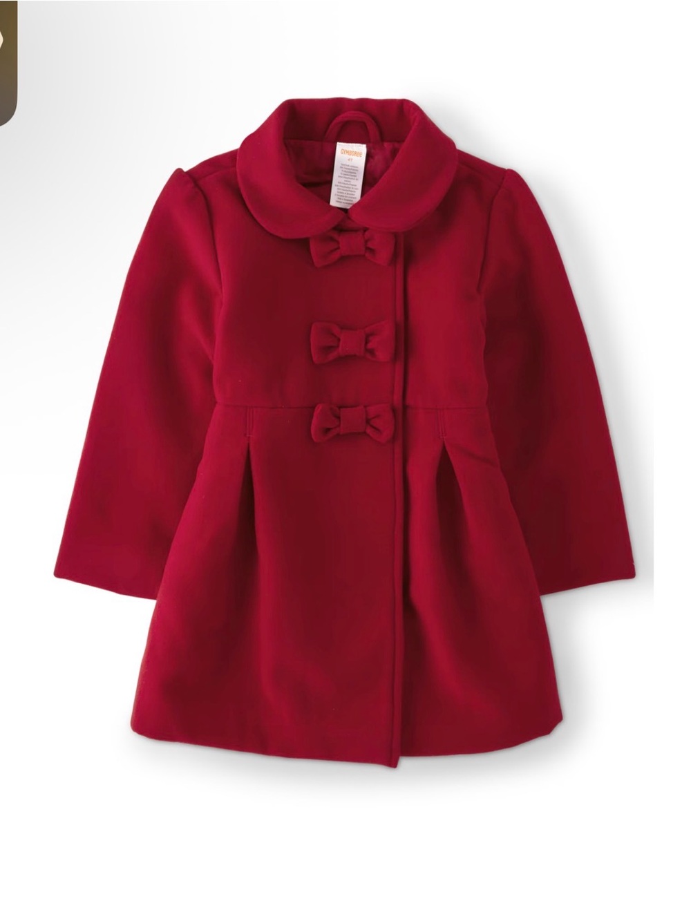 Gymboree Girls' Red Bow-Front Wool Blend Coat